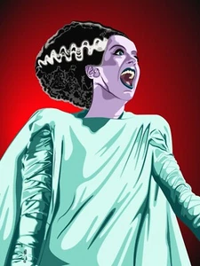 Bride of Frankenstein 22x28" Pop Art Portrait Ltd. Ed. Fine Art Print Signed - Picture 1 of 3