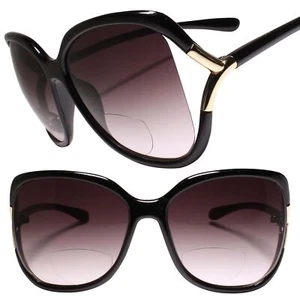 Large Oversized Exaggerated Elegant Black 2.00 Reading Sun Glasses - Picture 1 of 3