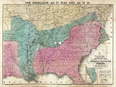 1863 Map of Lloyds Military Border and Southern States - Imagem 1 de 3