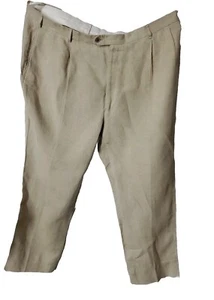 j hilburn men's 100% Linen pants Sz 48W30L Tan Lightweight Made In Portugal - Picture 1 of 4