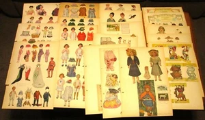 Grande lotto vintage di bambole di carta e vestiti ritagli fogli da riviste - Foto 1 di 22