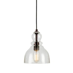 Forte Lighting Cord-Hung Glass Mini Pendant, Bronze/Clear Seeded - 2678-01-32 - Picture 1 of 1