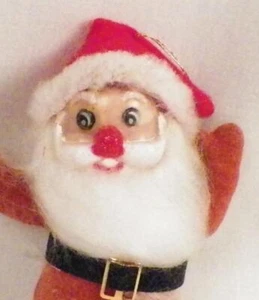 Santa Claus Christmas Ornament Flocked Plastic Face 1960s Vintage #476 - Picture 1 of 3