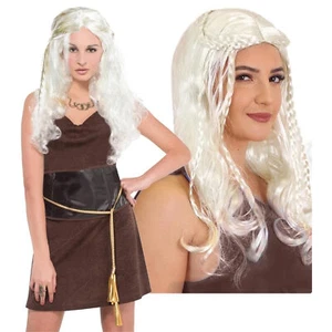 DAMEN KRIEGER KLEID MIT PERÜCKE KOSTÜM FANCY KLEID DRACHENKÖNIGIN MITTELALTER - Bild 1 von 7