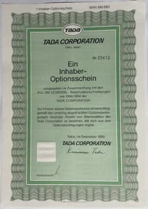 Tada Corporation - Tokio - Optionsschein - Bild 1 von 1