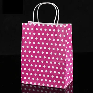 Purple Holiday Gift Bags w/ White Polka Dot Design 15x8x21cm (Pack of 12) - Picture 1 of 10