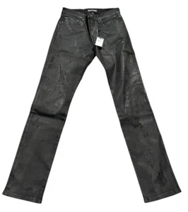 NEU John Varvatos Herren JV702 gewachst beschichtet Slim Fit Denim Jeans schwarz Größe 30 Neu mit Etikett - Bild 1 von 5