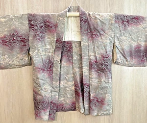 Japanischer Vintage Haori Kimono helllila Höhe 29,52 Zoll Breite 23,62 Zoll gebraucht - Bild 1 von 12