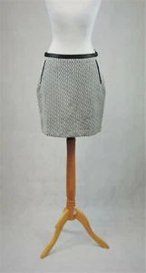 Oasis Black And White A-line Skirt With Faux Leather Trim Size 10 uk CR026 AA 09 - Picture 1 of 6