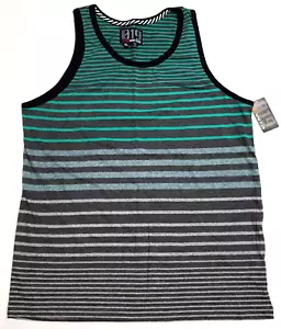 Striped Tank Top T-shirt Sleeveless Vest Tops Adult Men's XL Green Gray NWT - Picture 1 of 2