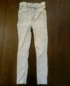 Express Damen Denim Jeans 00 Cropped Super High Rise Button Fly Skinny Stretch - Bild 1 von 5