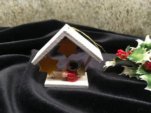 Vintage HOLZ KRIPPE KRIPPE MIT ENGEL & LEITSTERN ORNAMENT - Bild 1 von 3