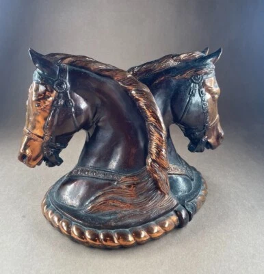Sujetalibros Gladys 2 Tonos Bronce Fundido (Par) '46 Cabeza de Caballo Ecuestre Decoración Occidental Foto 1 de 4