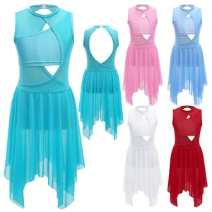 Girls Perform Leotard Mesh Tulle Skirt Dress Lyrical Ballet Modern Dance Costume - Picture 1 of 70