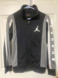 Nike Air Jordan Track Warm Up Jacket Full Zip Black Gray White Youth L - Picture 1 of 8