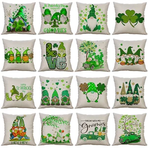 Grün karierte Kleeblatt Kissenbezüge St Patricks Day Wichtel Überwurf Kissenbezüge  - Bild 1 von 21