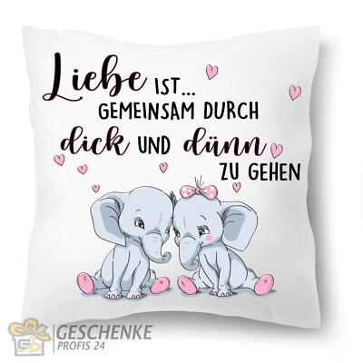 Kissen bedruckt Valentinstag, Liebe ist.., Herz, Pinguine, Dekokisse mit Füllung - Bild 1 von 4