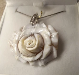 Collana con ciondolo cammeo sardonica rosa zirconi argento 925 torre del greco  - Foto 1 di 6