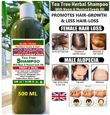 HEALTHY LIFESTYLE Hair Growth Hair REGROWTH Strengthens & Treat- Tea Tree Herbal Shampoo 500 ML