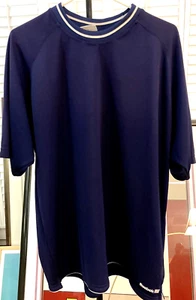 Reebok Men's XXL Navy Pullover Polyester Jersey Short Sleeve Tee T-Shirt Logo - Picture 1 of 7