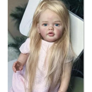 Bambola bambino reborn 27 pollici già rifinita bambola lunghi capelli gialli bambina - Foto 1 di 3