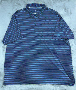 Adidas Shirt Mens 4XL Blue Striped Performance Short Sleeve Pull Over