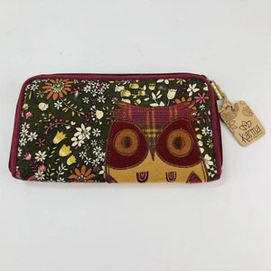 NWT Karma Owl Wallet Corduroy Paisley Zip Closure Purse Credit Card Holder Bag - Picture 1 of 7