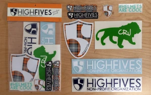 HIGHFIVES SKI SNOWBOARD STICKER 8 PACK, NEW ASSORTED DECALS SHIP FREE WITHIN USA - Picture 1 of 3