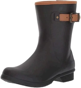 CHOOKA WOMEN'S CITY SOLID MID HEIGHT WATERPROOF RAIN BOOT BLACK, CHARCOAL 111037 - Picture 1 of 7