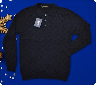 Camiseta negra profunda manga larga para hombre ajustada talla M Louis Vuitton pecho 18,9" Foto 1 de 4