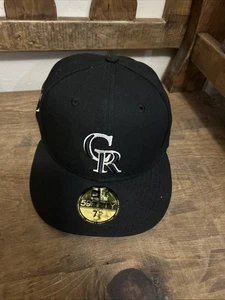 Colorado Rockies New Era 59FIFTY eng anliegende Mütze 7 1/4 schwarz weiß AllStar Seitenaufnäher - Bild 1 von 9