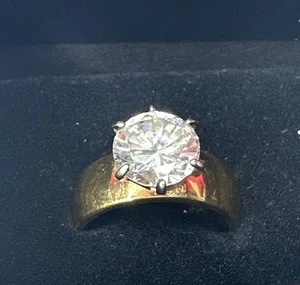 18K Gold Electroplated Ring Cubic Zirconia Size 10.5 - Picture 1 of 10