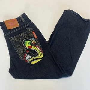 PANTALONE JEANS UOMO VINTAGE ED HARDY bellissimo cobra ricamato taglia 36 - Foto 1 di 14