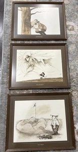 Set of 3 Vintage Golf Humor Prints Art Frustration, Judgement, Green Patterson - Picture 1 of 18