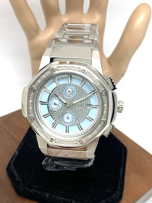 Мужские кварцевые часы JBW JB-6101-M Saxon Swiss бриллиант синий циферблат серебристая сталь 48 мм - Изображение 1 из 4