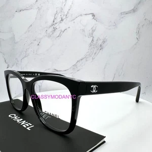 NEW Chanel Eyeglasses Black Square CHANEL Top Frame Logo Rx-able CC 53-17-140mm - Picture 1 of 17