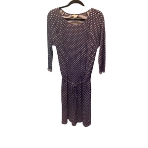 Vestido de día Boden para mujer azul marino blanco a lunares con cinturón M oficina viaje informal - Imagen 1 de 5
