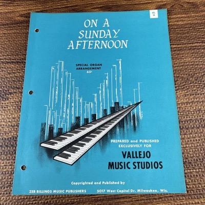 On A Sunday Afternoon ~ Vallejo Music Studios Organ Sheet Music No. 26 - Image 1 of 3