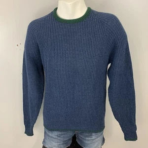 Men's Vintage Cambridge Blue Green Crew Neck 100% Wool Sweater Size XL Knit - Picture 1 of 7