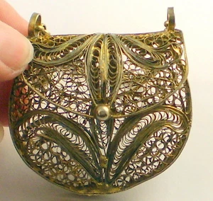 Precioso colgante monedero de perfume de filigrana vintage Estate - Imagen 1 de 9