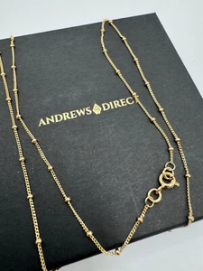 Collar de cadena 9ct amarillo bordillo 1mm ancho con estaciones de cuentas 18"/45cm (G10FCB) - Imagen 1 de 4