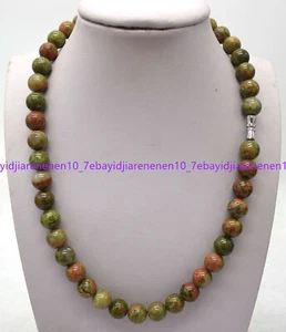 Natural 8mm Multicolor Unakite Gemstone Round Beads Necklace Long 18-45 in - Picture 1 of 12