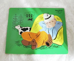 Vintage Playskool #185-1 Little Boy Blue Wooden Puzzle 11 Pieces - Picture 1 of 1