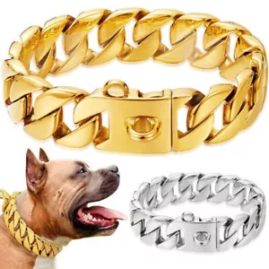 Collar de entrenamiento de mascotas de acero inoxidable sólido cadena cubana estrangulador P perro mascota grande 32 mm - Imagen 1 de 8