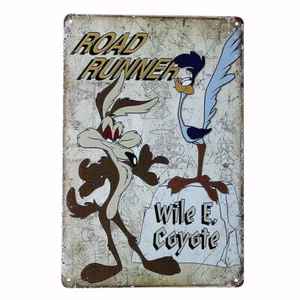 Tin Metal Sign ROAD RUNNER Garage Rustic Look Vintage 200x300mm MAN CAVE - Picture 1 of 3