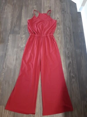 Ladies M Red Halter Racer Back Cinch Waist Wide-leg Jumper - Image 1 of 4