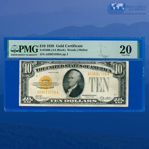 Fr.2400 1928 $10 Ten Dollars Gold Certificate, Gold Seal, PMG VF 20 #51938 - Picture 1 of 3
