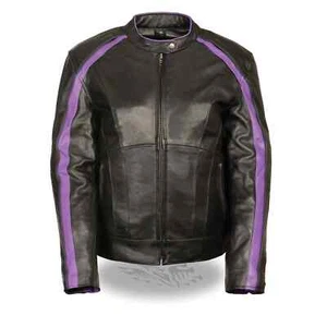 MILWAUKEE LEATHER WOMEN'S BLACK PURPLE EMBROIDERED STUD LEATHER JACKET - SALP - Picture 1 of 6