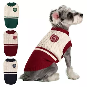 Pet Dog Cat Puppy Warm Jumper Soft Knitwear Coat Sweater Vest Jacket Apparel - Picture 1 of 24