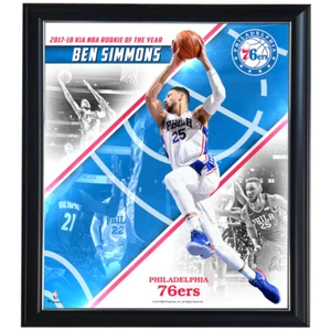 Ben Simmons Philadelphia 76ers 2018 Nba Rookie of the Year NBA Print Framed - Foto 1 di 1